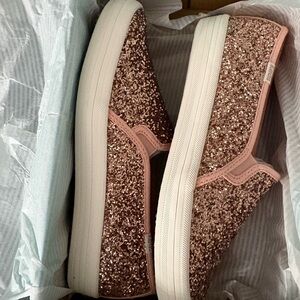 Kate Spade x Keds Glittery Pink Slip-On Sneakers